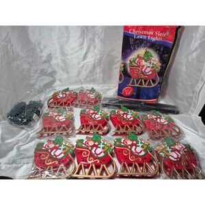 Vintage JSNY Christmas Sleigh 10pc Lighted Lawn Set Christmas Display Box Damage